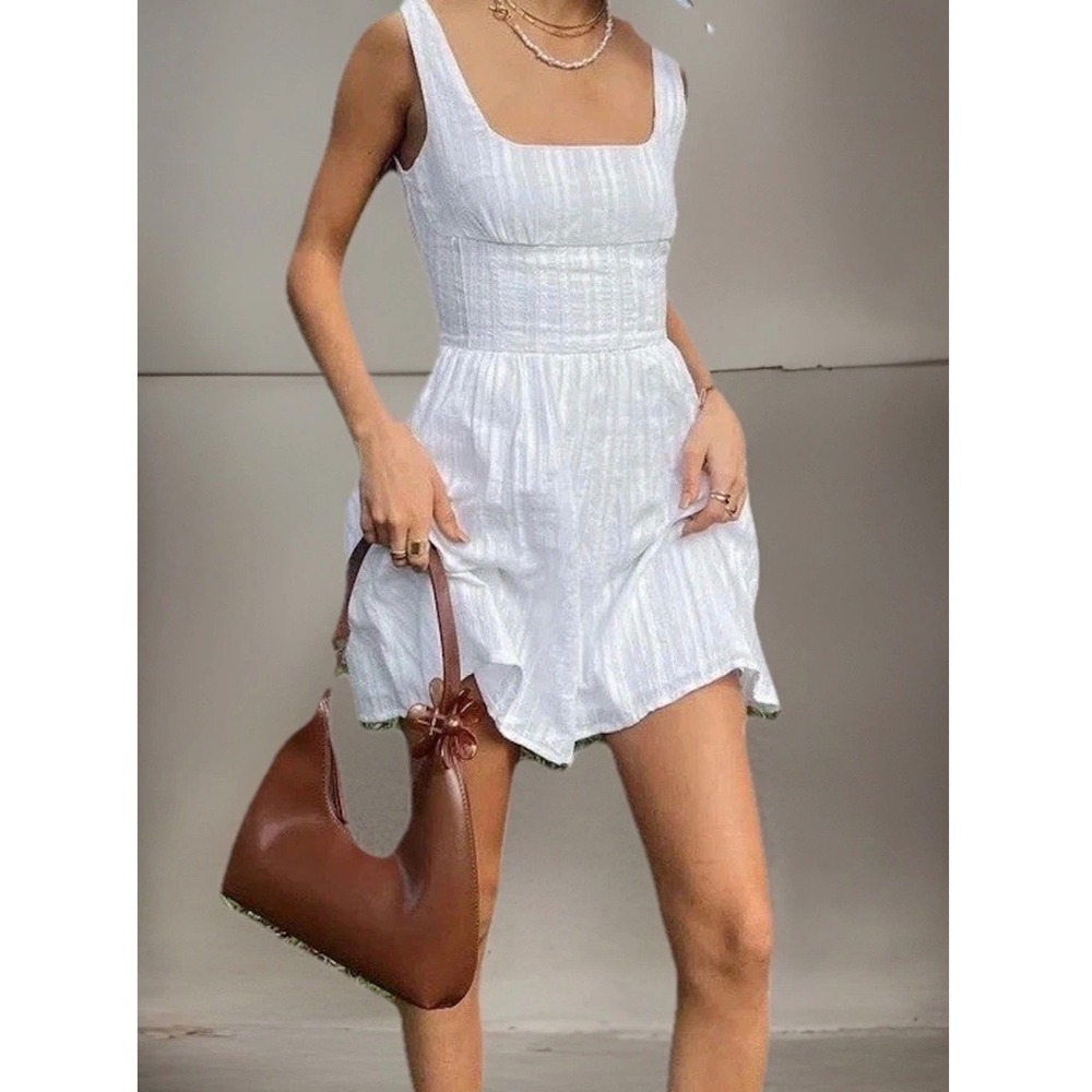 Princess Polly Lorinda White Cotton Fit and Flare Mini Dress